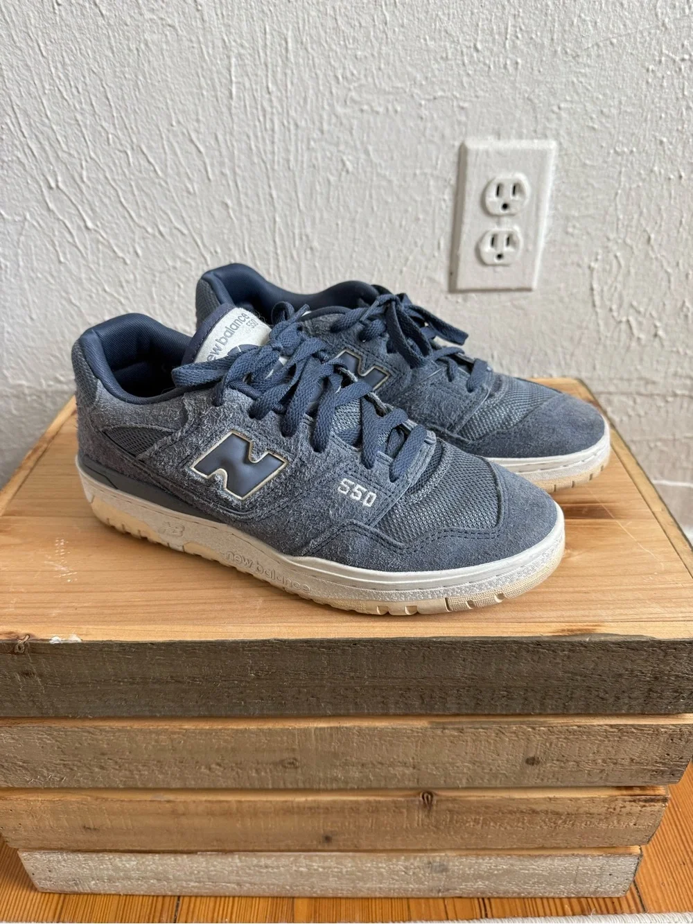 New Balance 550 Blue Suede Sneakers